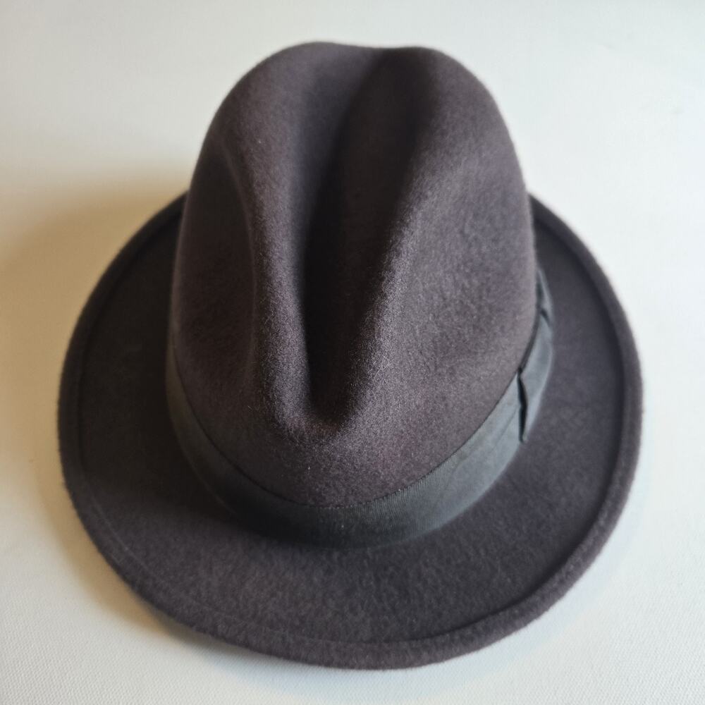 Vintage Dorfman Pacific Fedora Hat 7 1/4 Made in USA Brown Felt Satin Lined 70's